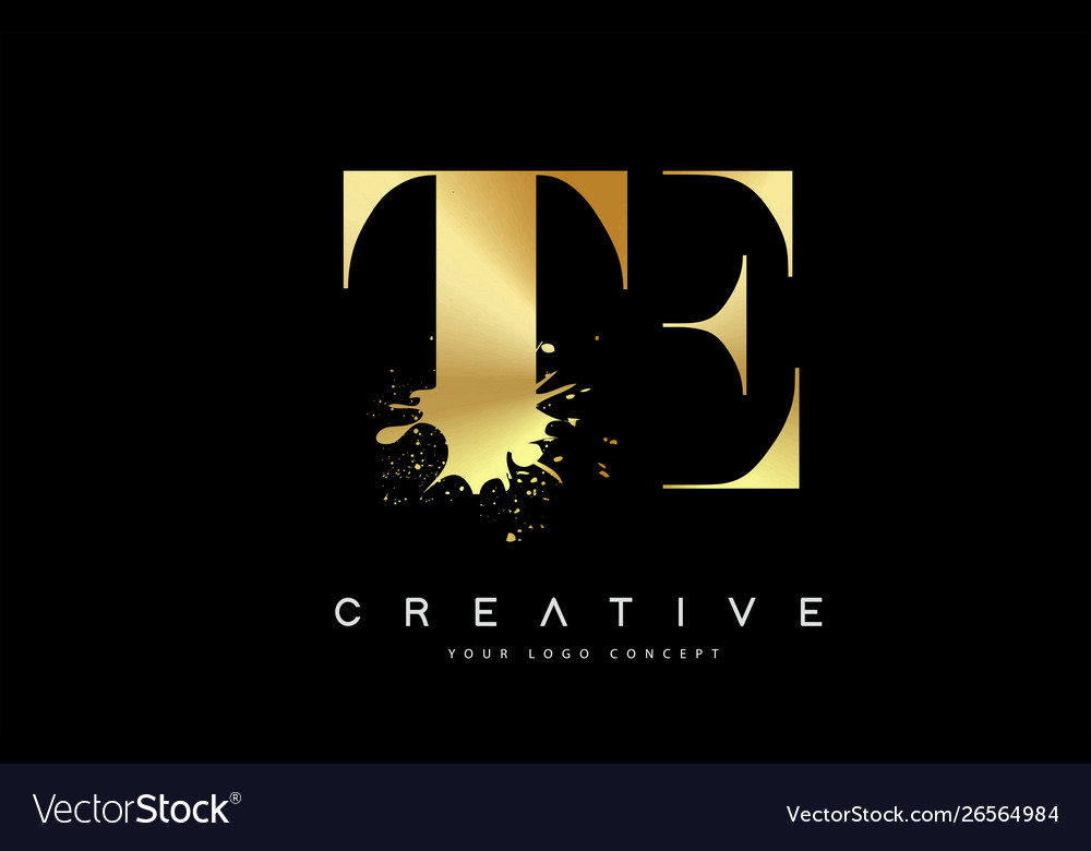 Te t e Buchstaben Logo mit gold geschmolzenem Metallspritzer