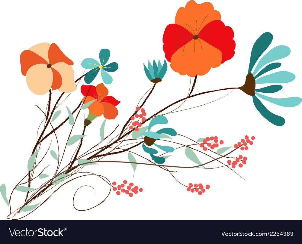 Background with flowers in retro style