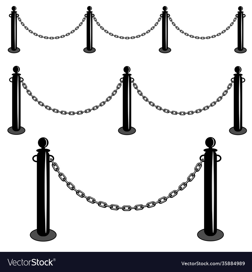 Chain barrier stand iron fence barricade isolated