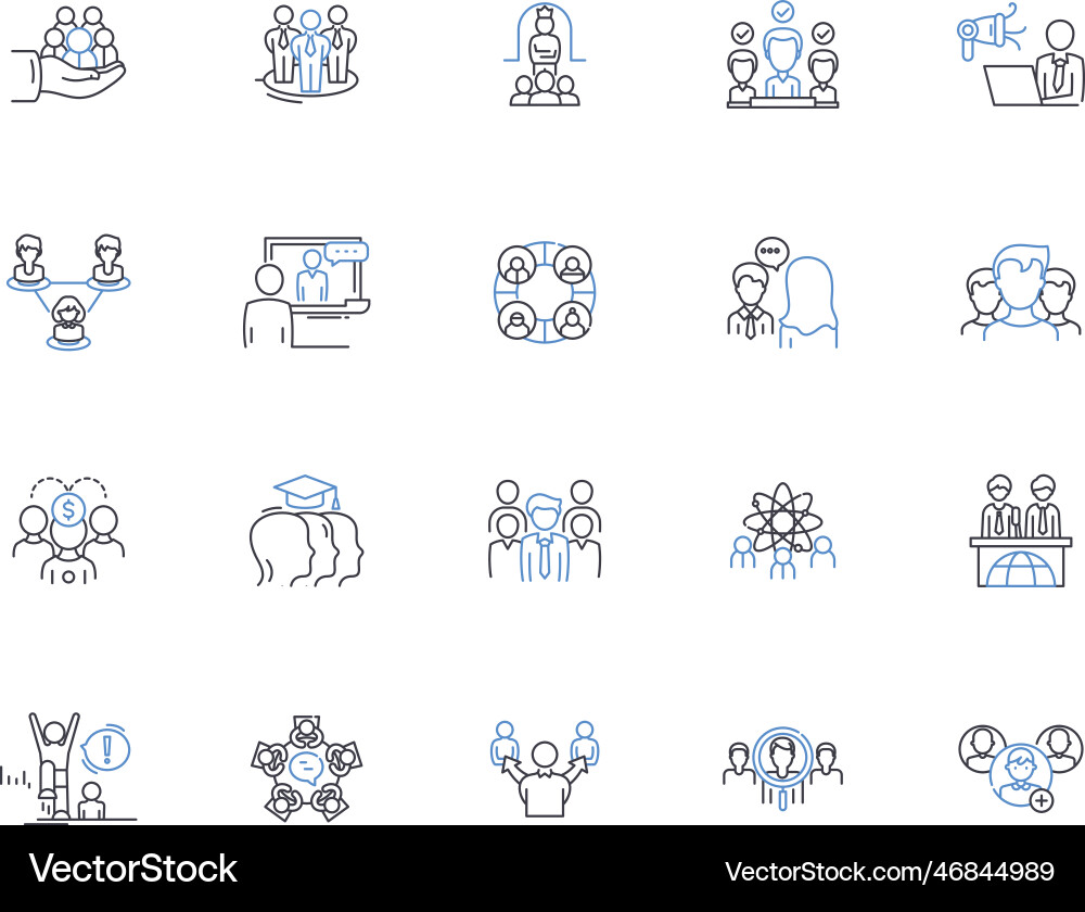 Collaborative converse line icons collection Vector Image