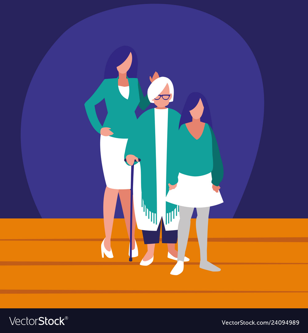 Cute mother with daughter and grandmother Vector Image