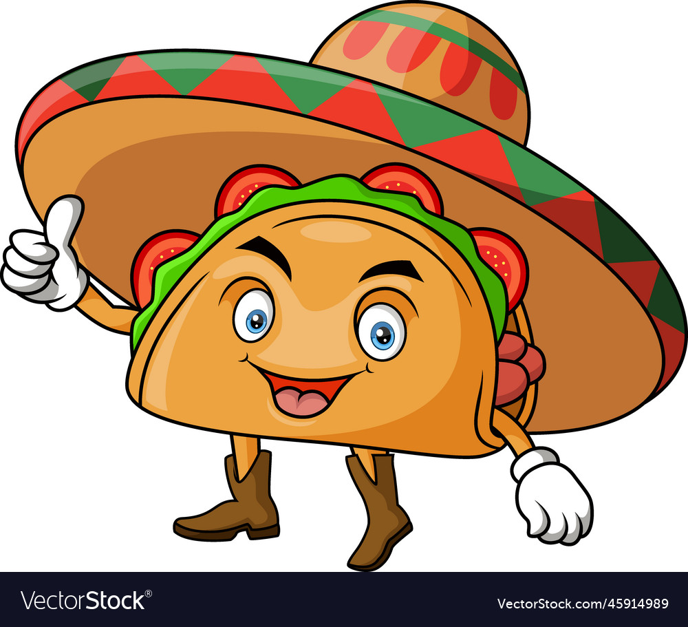 Cute Taco Cartoon Giving Thumb Up Royalty Free Vector Image