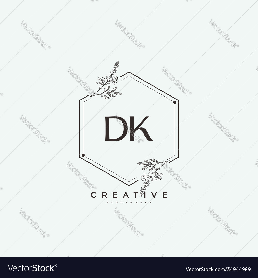 Dk beauty initial logo art handwriting