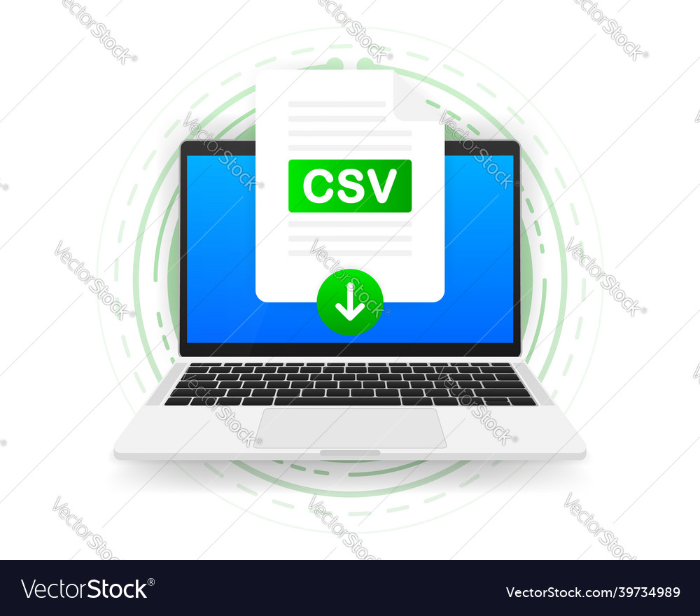 Download csv icon file with label on screen vector image Download csv icon file with label on screen