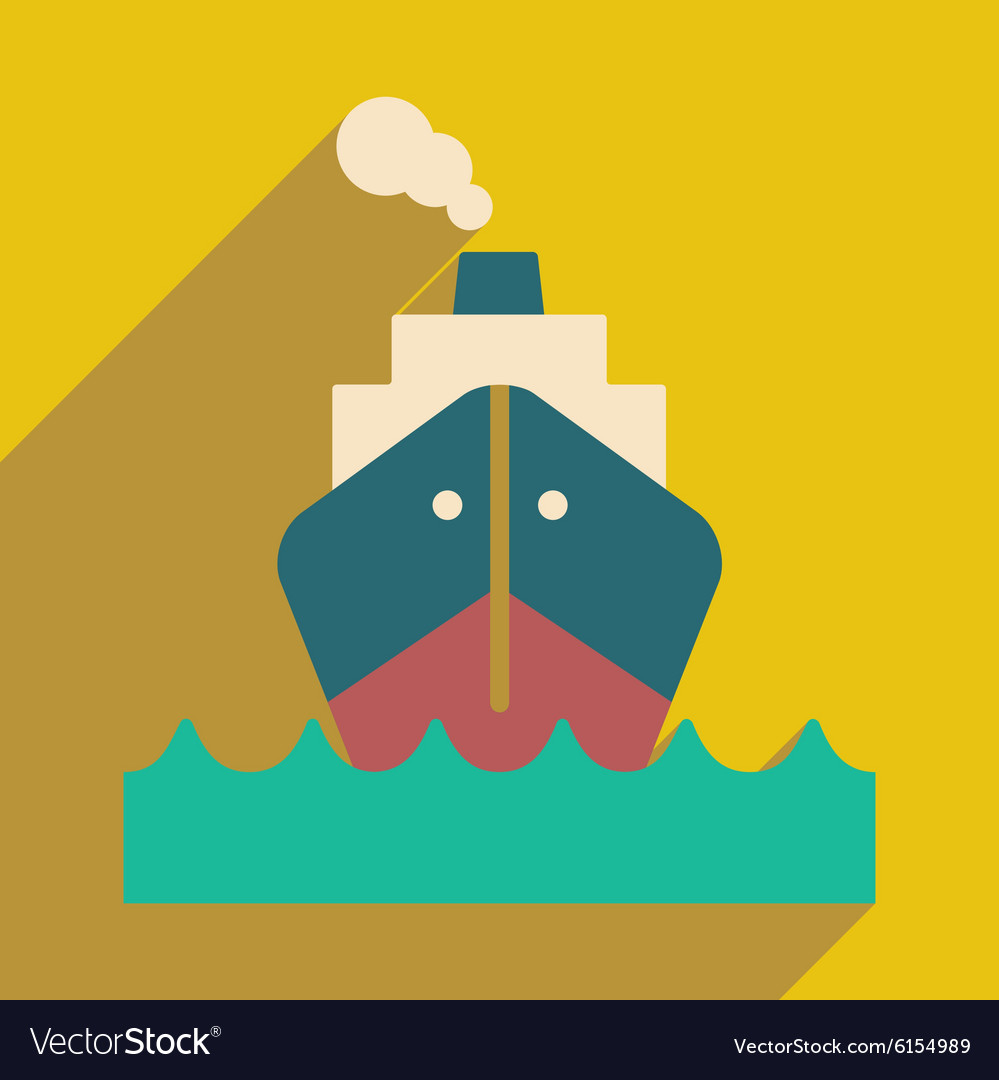 Flat with shadow icon and mobile application boat