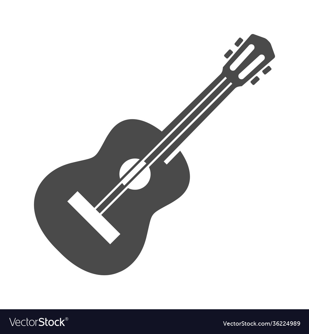 Guitar acoustic or electric bold black silhouette Vector Image