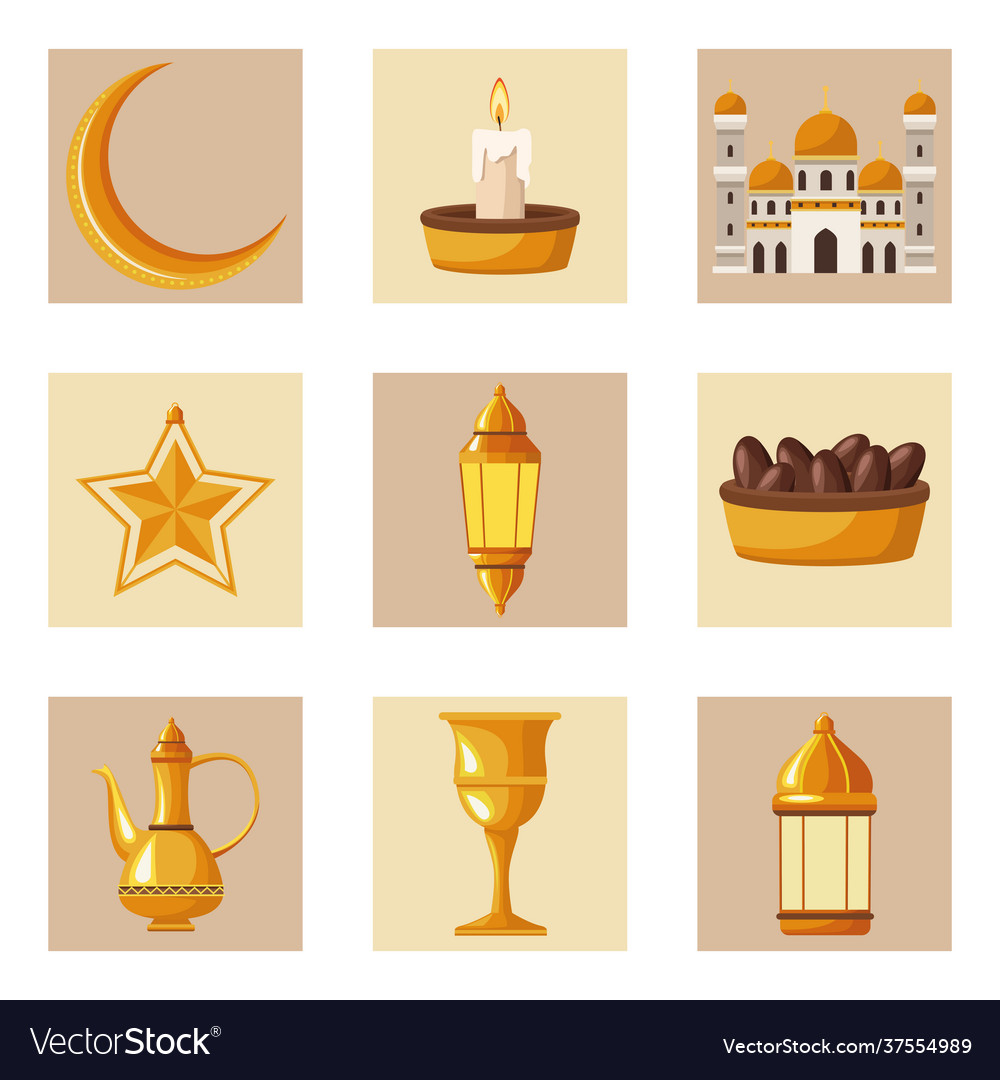 Nine ramadan kareem icons