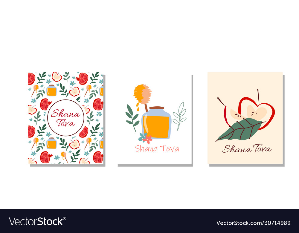 Rosh hashana greeting cards with hebrew new year vector image Rosh hashana greeting cards with hebrew new year