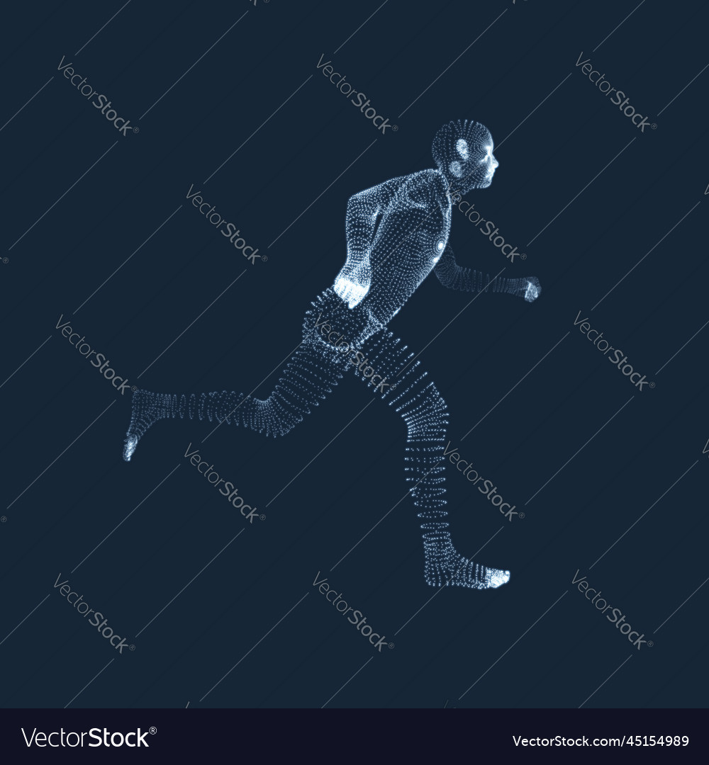 Running man graphics composed of particles vector image Running man graphics composed of particles