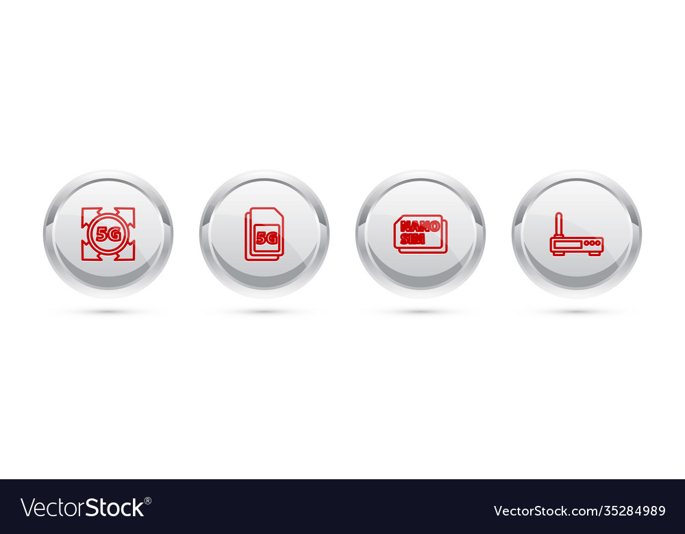 Set line 5g network sim card nano and router vector image Set line 5g network sim card nano and router