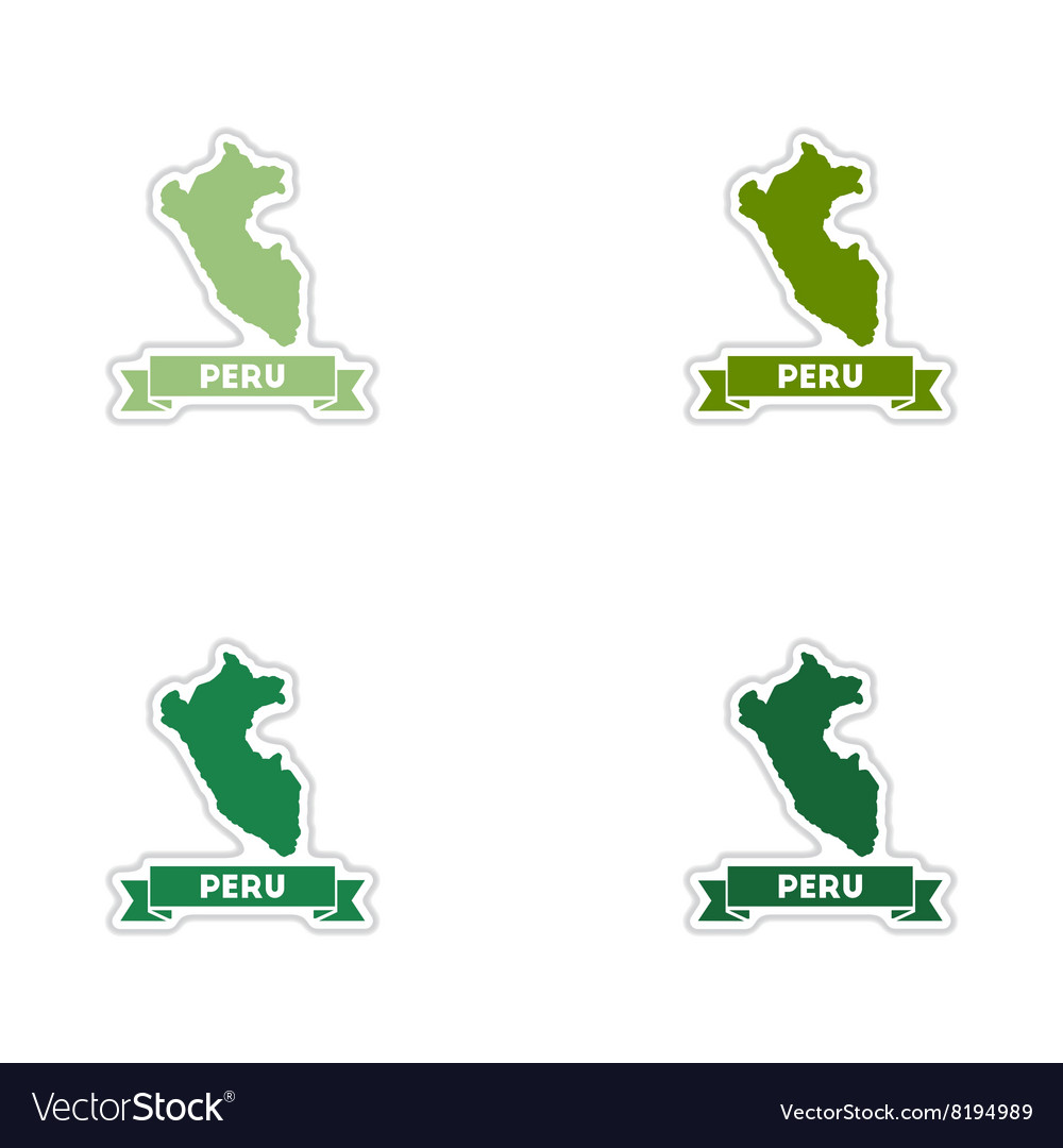 Set of paper stickers on white background peru map