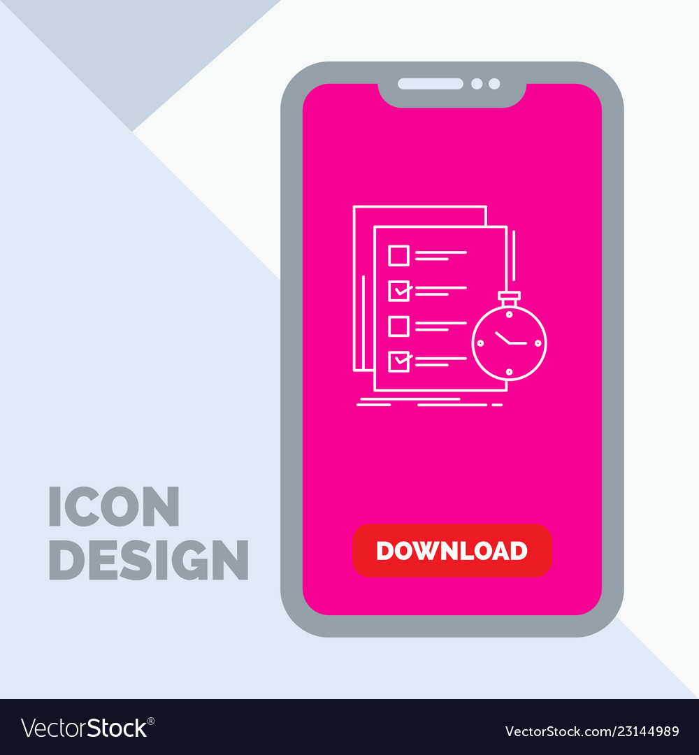 Todo task list check time line icon in mobile vector image Todo task list check time line icon in mobile
