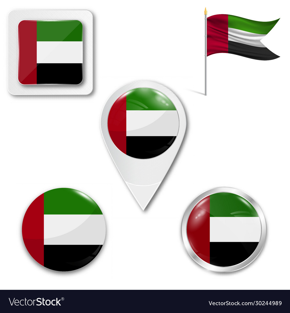 United arab emirates flag on button Royalty Free Vector