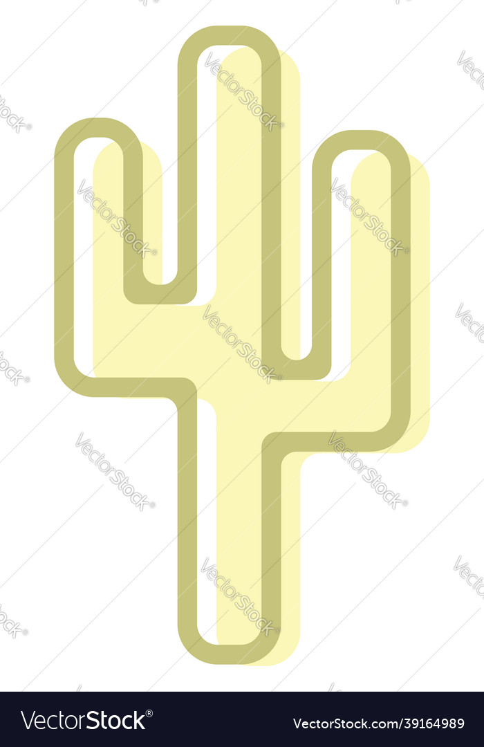 Yellow desert cactus on a white background