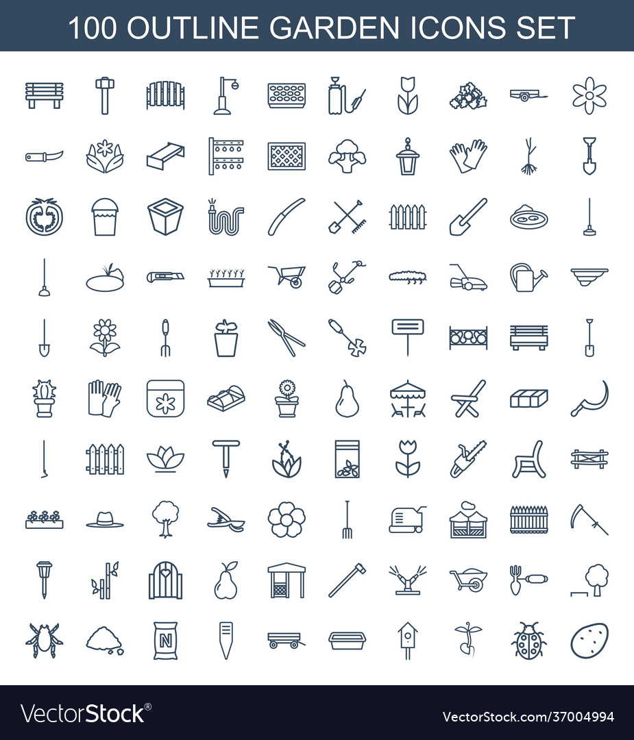 100 garden icons Royalty Free Vector Image - VectorStock