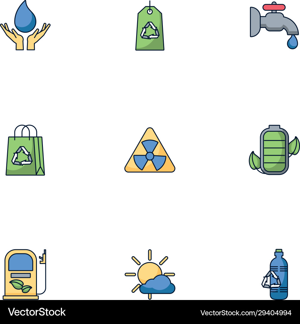 Bundle environment set icons Royalty Free Vector Image