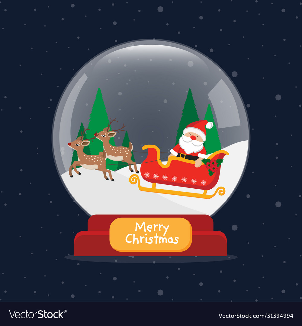 Christmas snow globe with funny santa claus Vector Image