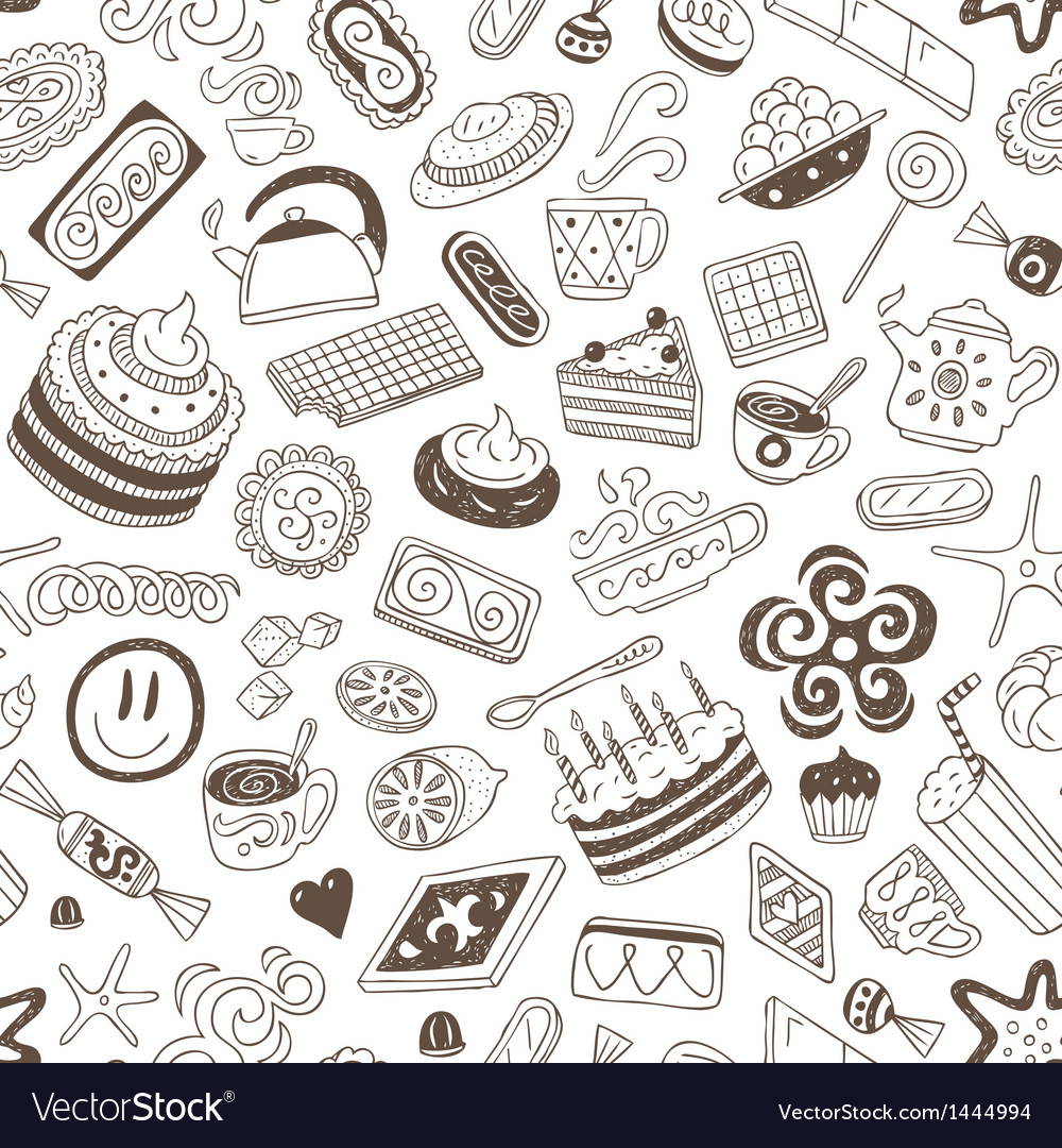 Coffee and sweets - seamless background Royalty Free Vector