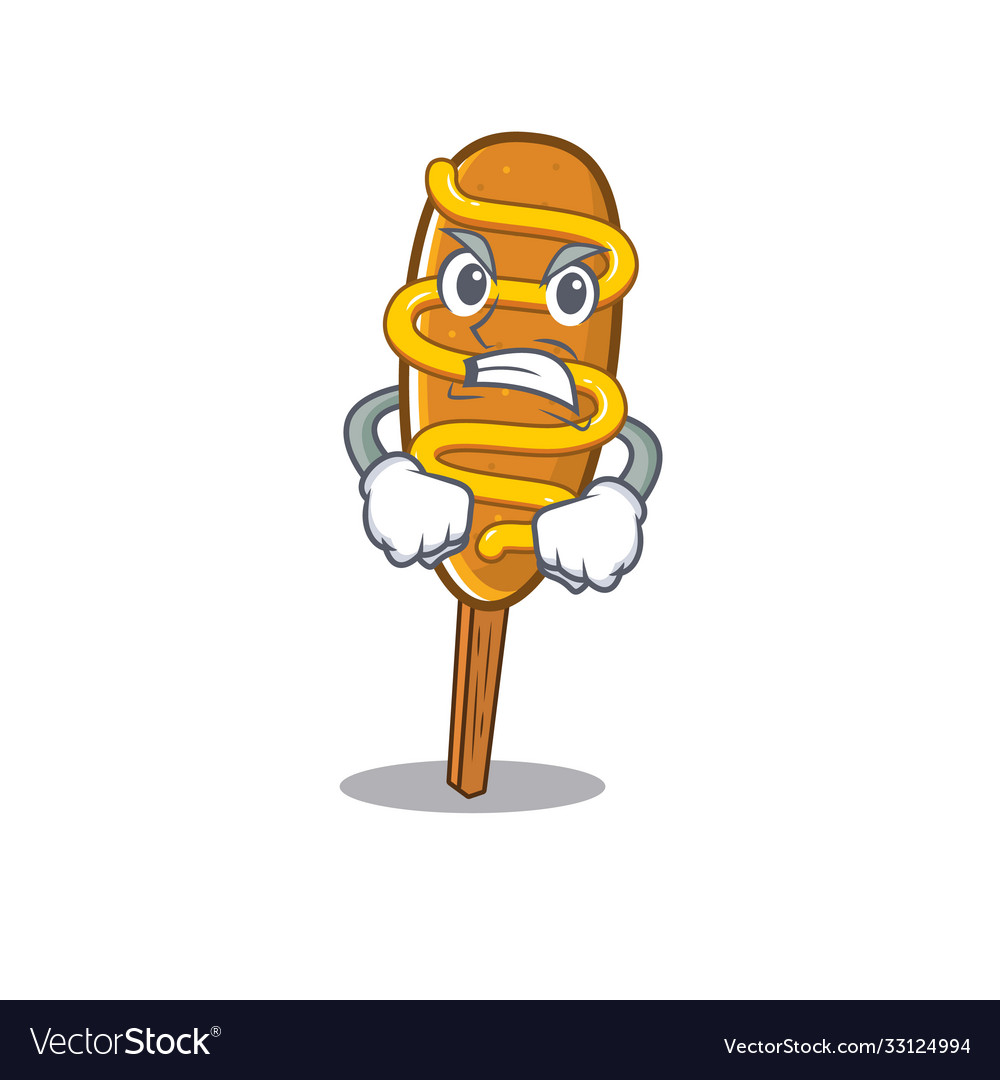 Corn dog cartoon character style having angry face