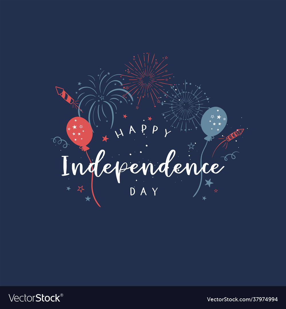 Cute hand drawn design 4th july banner