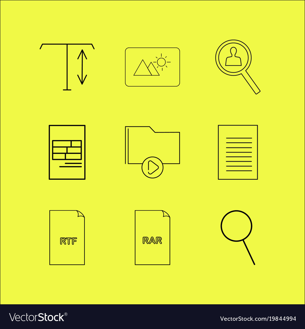 Files and folders linear icon set simple outline
