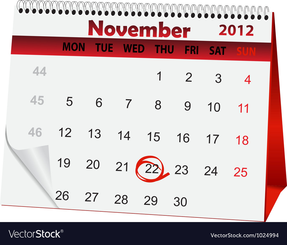 Thanksgiving Holiday, Calendar