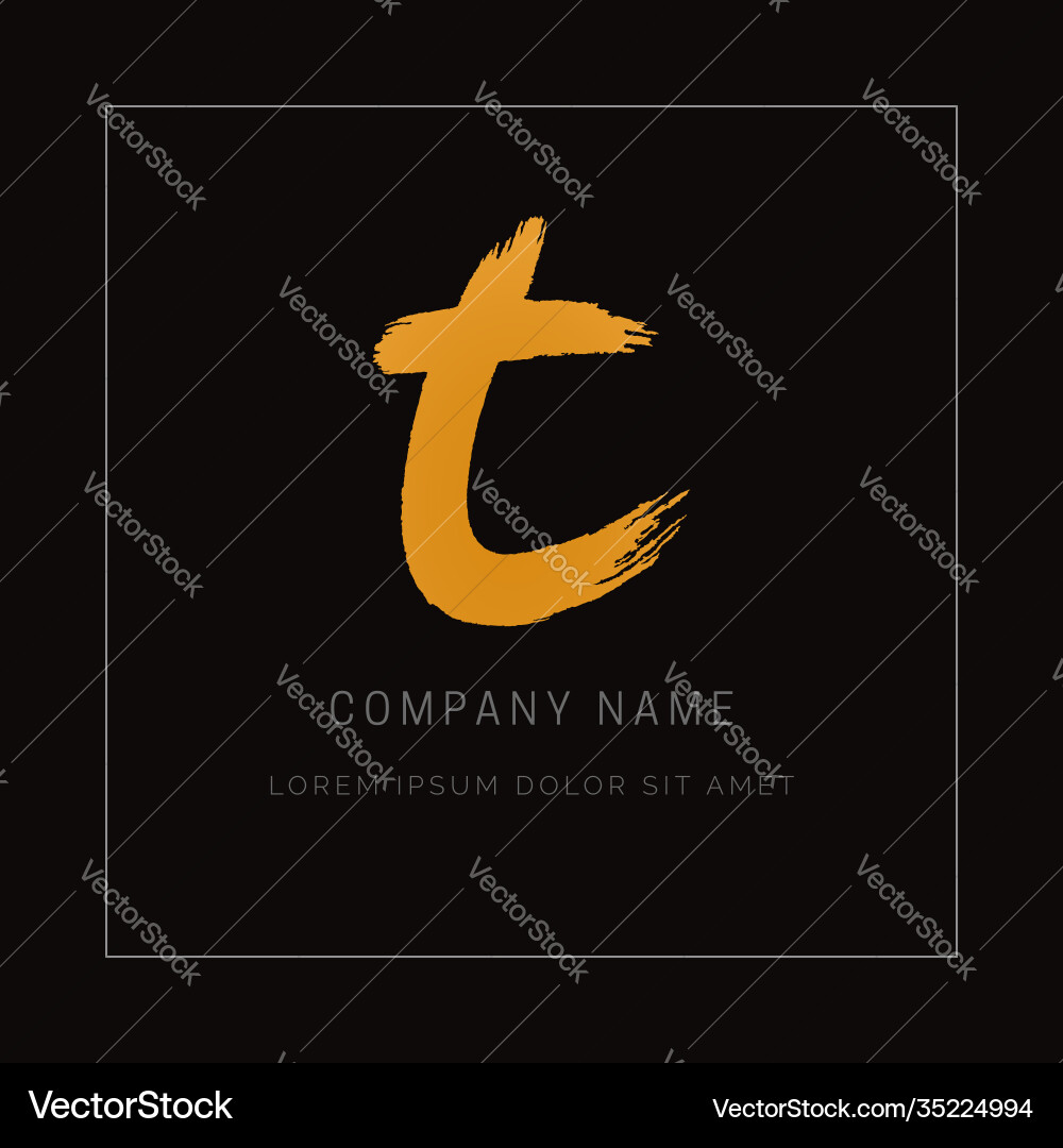 Letter t brush stroke design Royalty Free Vector Image