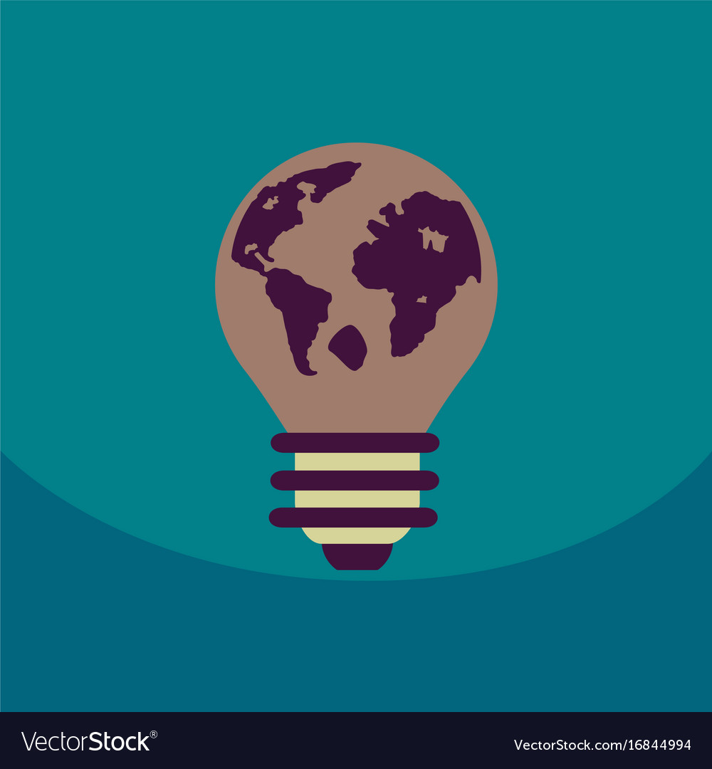Light save planet on ecology style lamp with map