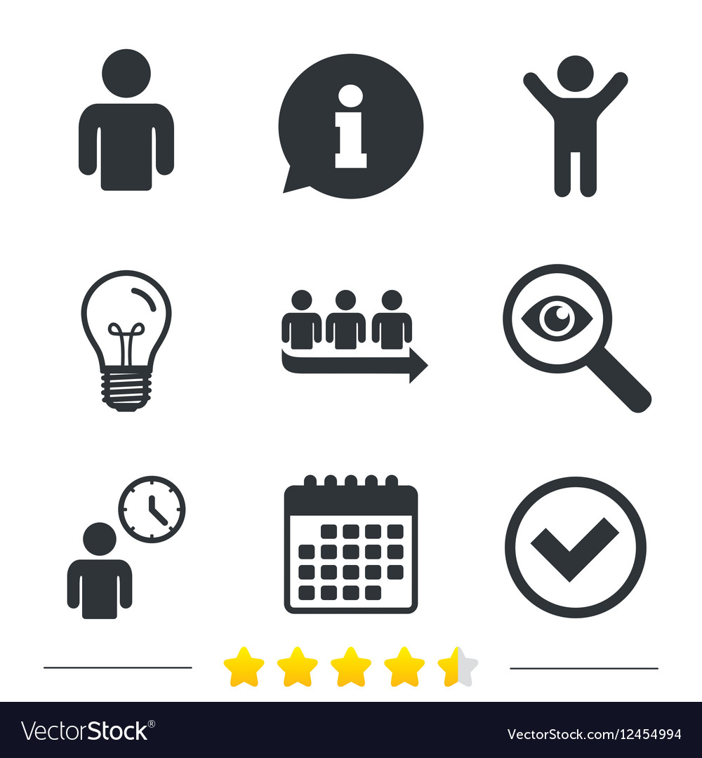 Queue icon person waiting sign check and time