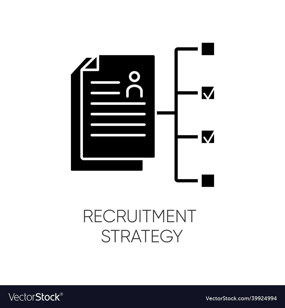 Recruitment strategy black glyph icon employment