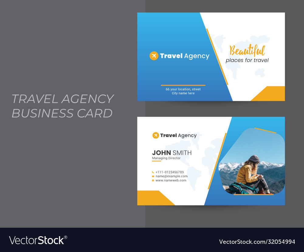 Travel Tour Agency Business Card Design Vector 32054994 