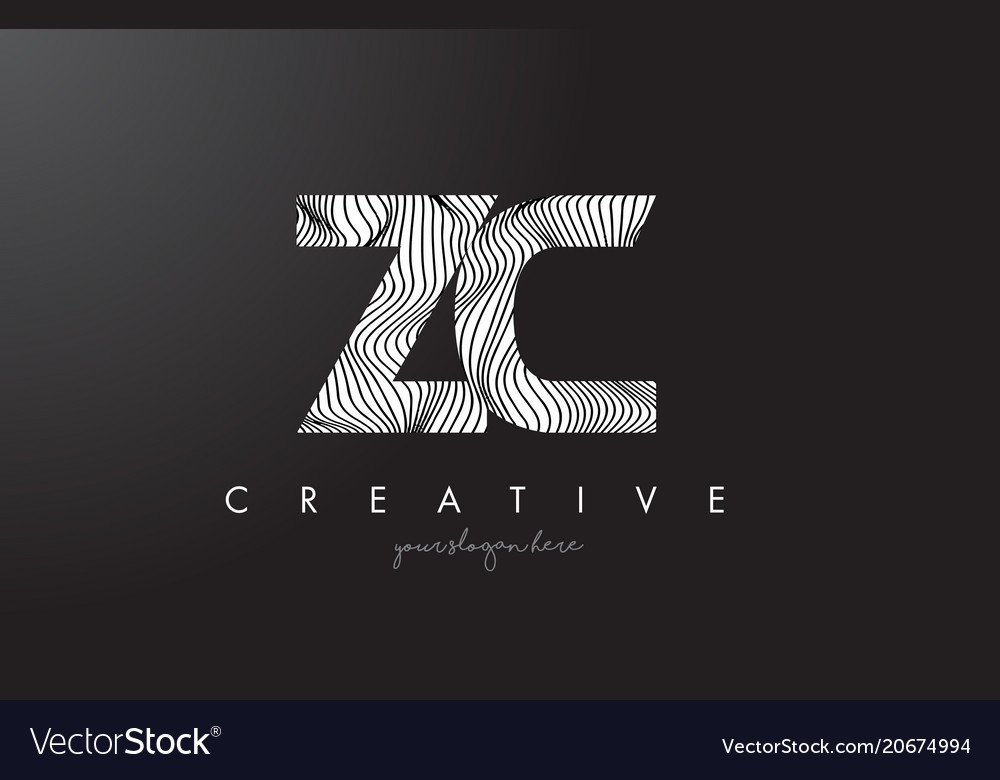 Zc z c letter logo with zebra lines texture