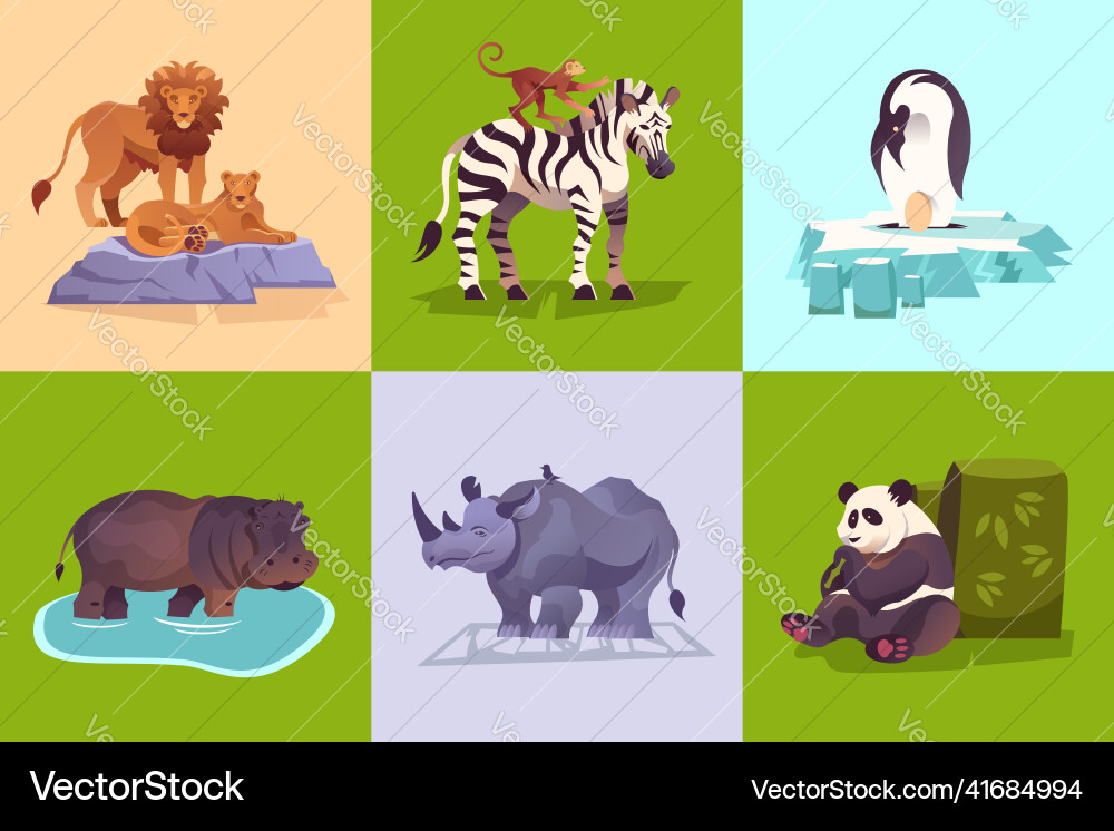 Zoo animals concept set Royalty Free Vector Image