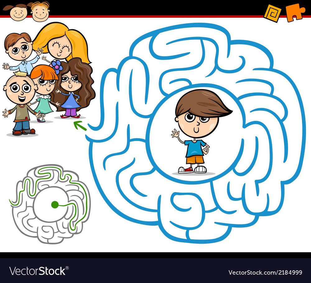 Cartoon maze or labyrinth game Royalty Free Vector Image