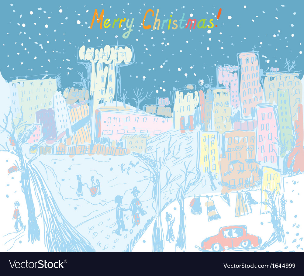 Christmas town greeting card