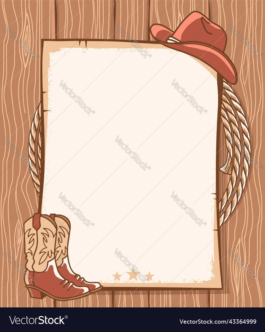 Cowboy paper background for text country Vector Image