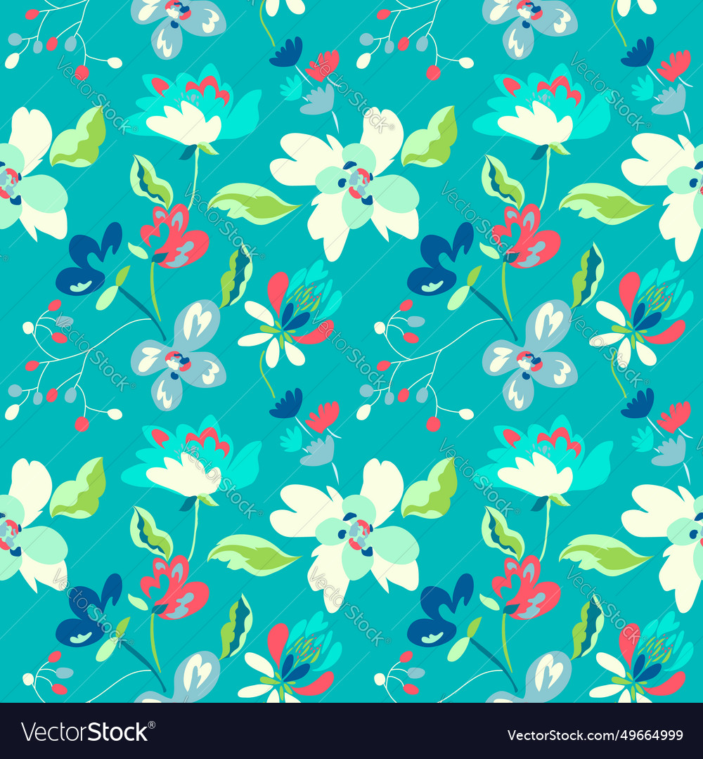 Floral seamless pattern with abstract flowers