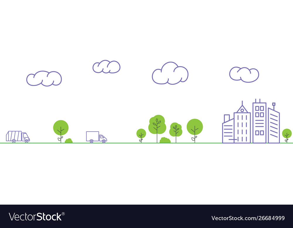 Garbage truck and truck rides on road Royalty Free Vector