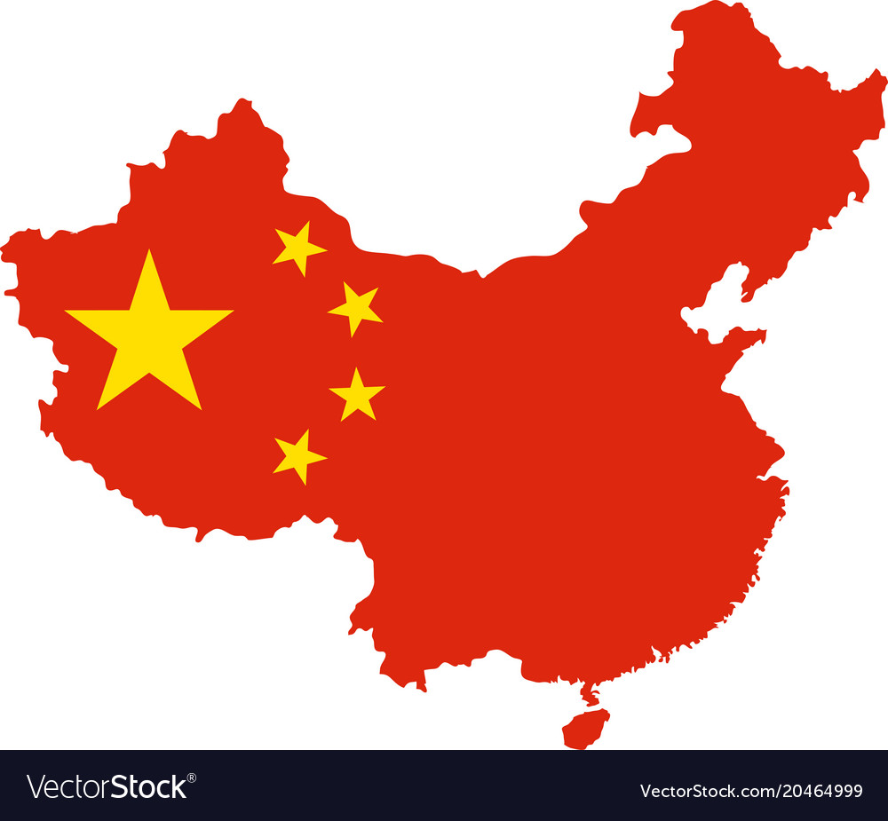 Map china with national flag Royalty Free Vector Image