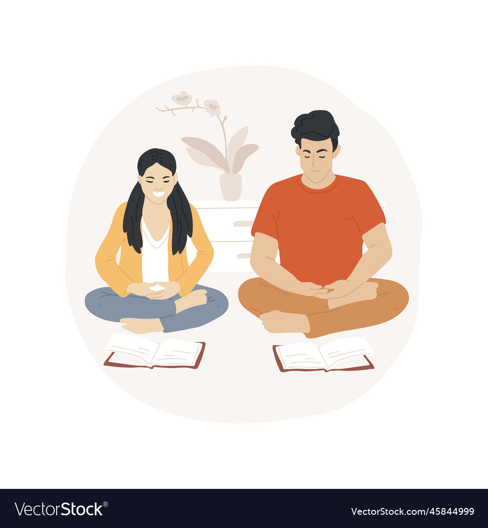 Meditate at home isolated cartoon