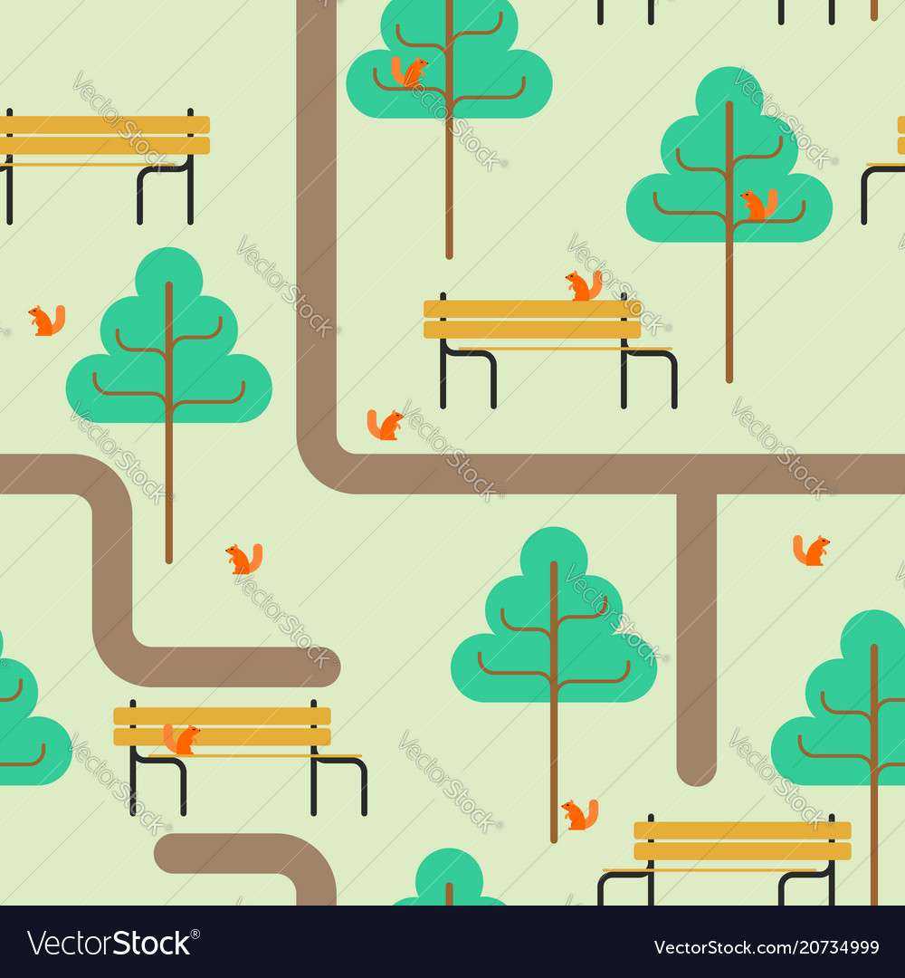 Park Bench Tree Pattern