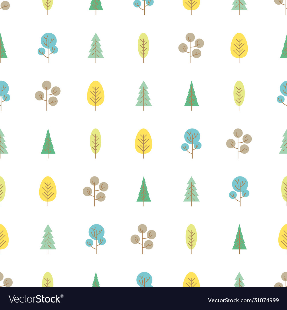 Seamless pattern with colored trees