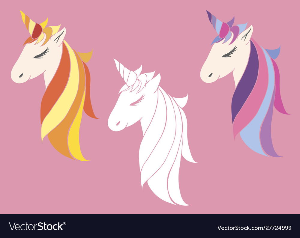 Set unicorns beautiful for girls festive vector image Set unicorns beautiful for girls festive