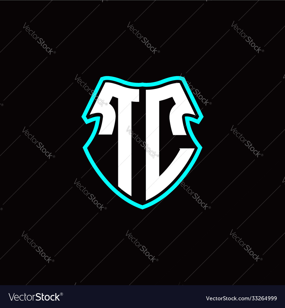 Tc initial logo design with a shield shape Vector Image