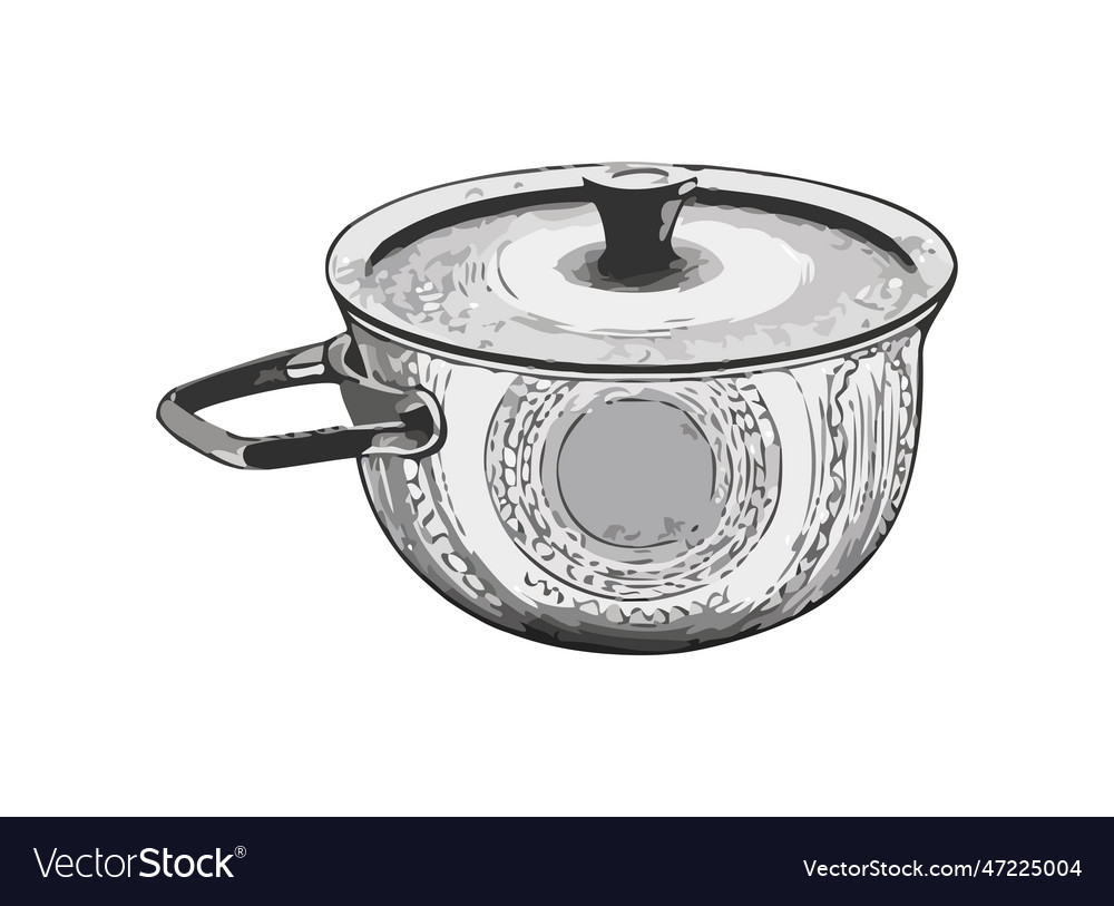 Metallic cooking pan with handle