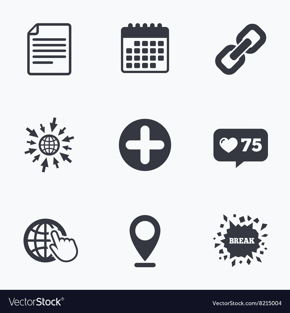 Plus circle and hyperlink signs file globe