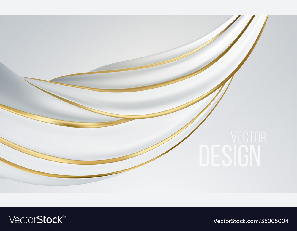 Realistic white and gold swirl shape isolated on Vector Image