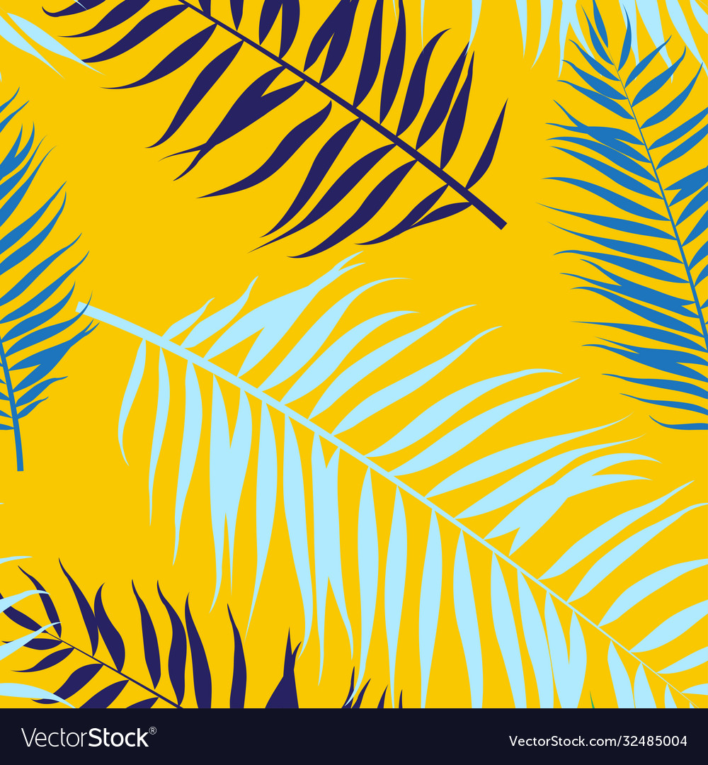 Seamless color palm leaves pattern flat style