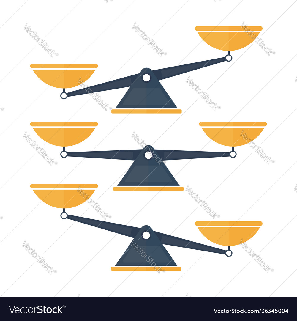 Set three scales bowls in balance