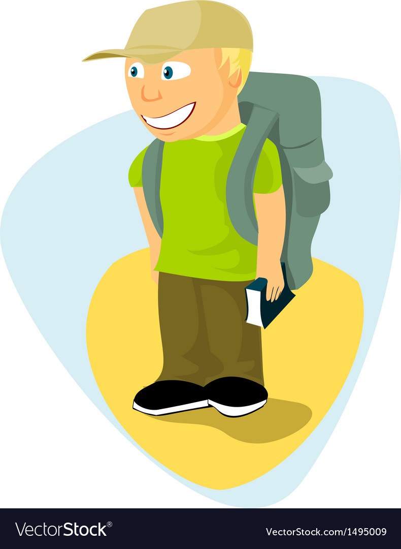 Backpacker boy with travel guide